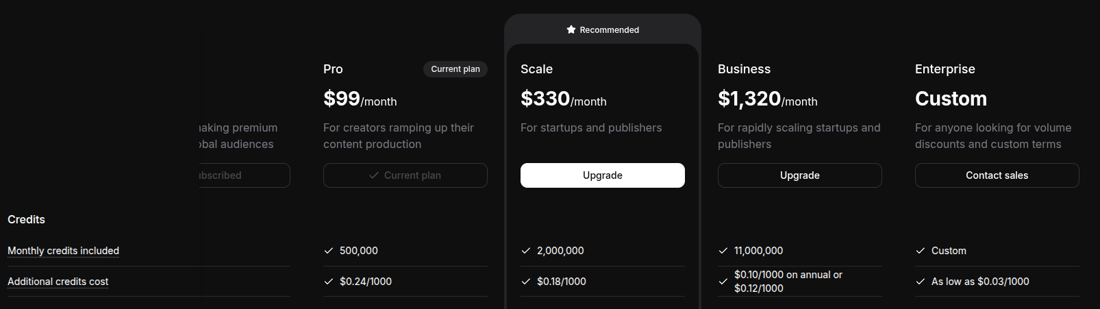 หน้า Pricing